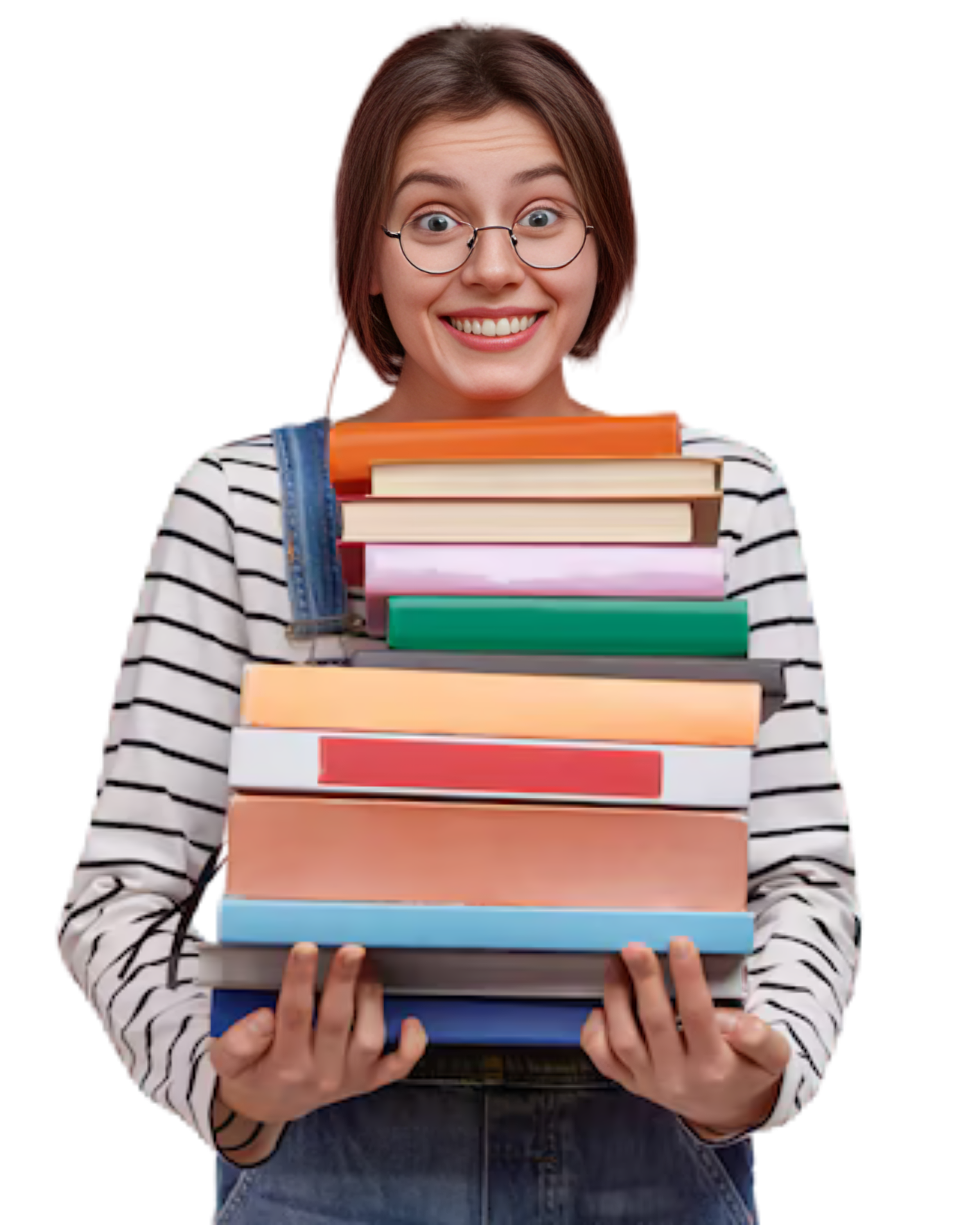 Happy student with books and backpack